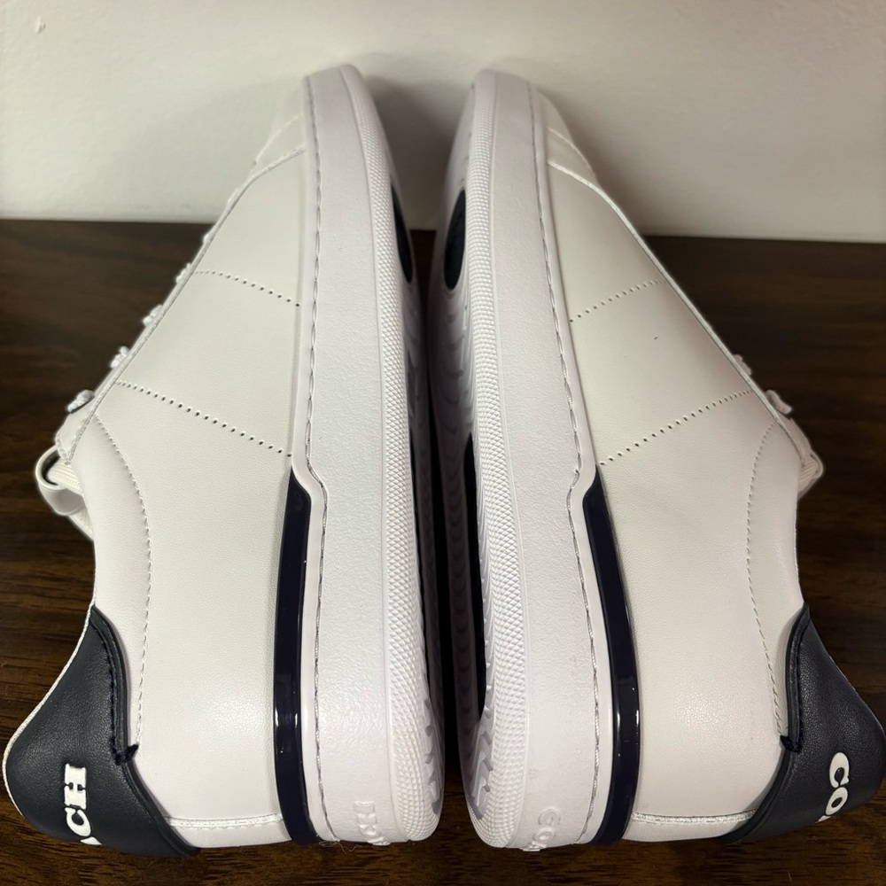 Coach Womens Lowline Leather Sneakers Optic White/Midnight Navy 8.5B - Picture 6 of 10